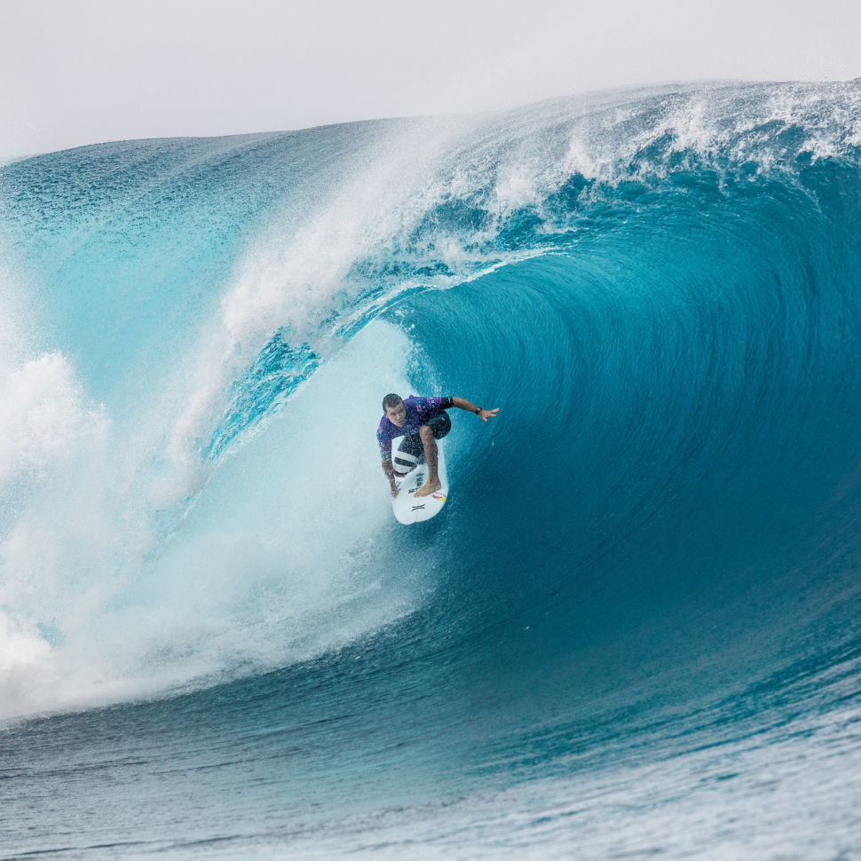 TEAHUPO'O, TAHITI - AUGUST 27: Julian Wilson of Australia advances to Round 4 of the 2019 Tahiti Pro Teahupo'o after winning Heat 7 of Round 3 at Teahupo'o on August 27, 2019 in Tahiti, French Polynesia. (Photo by Kelly Cestari/WSL via Getty Images)